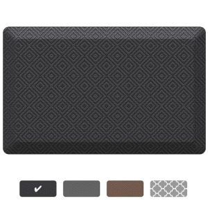 Ophanie Anti Fatigue Cushioned Mat, 9/10 inch Thick, Kitchen mats for Floor, Kitchen Rugs, Waterproof,Comfort Ergonomic Standing Mat for Office, Home, Sink, 20×32 Black Non-Slip Ridged Bottom