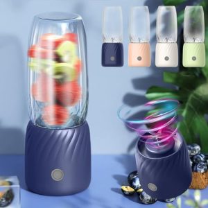 Rechargeable Electric Blenders, Portable Handheld Blenders with 6 Blades, Powerful Electric Fruit Juicer Cup for Shakes, Suitable for Home Office Travel (Blue)