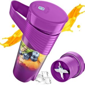 Xibonol Portable Blender, Blender for Shakes and Smoothies, 16 Oz Rechargeable Type-C Personal Blender, Mini Blender with Ultra Sharp Four Blades (Purple)
