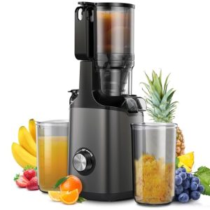 Cold Press Juicer, JoyBear Slow Masticating Machines with 4.3″ Extra Large Feed Chute Fit Whole Fruits Vegetables Easy Clean Self Feeding Effortless for Batch Juicing, High Juice Yield, BPA Free 200W