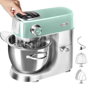 Hauswirt Stand Mixer, LED Smart Touchscreen Dough Mixer, 5.3Qt Mixers Kitchen Electric Stand Mixer, 11speeds 3-In-1 Kitchen Bread Mixer with Stainless Steel Egg Whisk, Dough Hook, Beater, Green