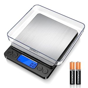 CHWARES Food Scale, Kitchen Scale with Trays 3000g/0.1g, Small Food Scale with Tare Function Digital Scale Grams and Ounces for Weight Loss, Dieting, Baking, Cooking, Meal Prep, Coffee, Black