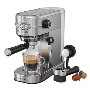 JASSY Espresso Coffee Maker Latte Makers 20 Bar Cappuccino Machine Compatible for NS Original Capsules with Milk Frother for Espresso/Cappuccino/Latte/Mocha/NS Capsules for Home Brewing(Silver) NEW