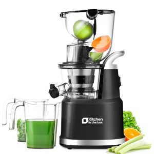 Kitchen in the Box Cold Press Juicer Machines,Slow Masticating Juicer Machine, With 3.26″ Wide Feed Chute for Whole Fruits and Vegetables,BPA-Free,High Juice Yield Juicer Maker,Easy to Clean (Black)