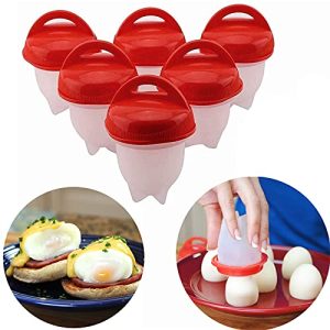 LANJILIFE Egg Cooker – Hard Boiled Eggs without the Shell,Silicone Boiled Steamer Eggies, BPA Free, 6PCS/Set Egg Poachers Cooker Silicone Non-stick Egg Boiler Cookers