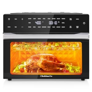 Beelicious® Pro 32QT Extra Large Air Fryer, 19-In-1 Air Fryer Toaster Oven Combo with Rotisserie and Dehydrator, Digital Convection Oven Countertop Airfryer Fit 13″ Pizza, 1800w (Black)
