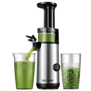 GDOR Compact Masticating Juicer with 60NM DC Motor, Cold Juicer Machines for Fruits & Vegetables, Slow Juicer Extractor with Low Noise, 20 Oz Juice Cup, Easy to Clean, Brush Included, BPA-free,Silver