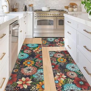 ASPMIZ 3 Pieces Kitchen Mats for Floor, Cushioned Anti-Fatigue Kitchen Rugs Non Slip Memory Foam Kitchen Mats and Rugs Waterproof Kitchen Floor Comfort Mats 18” x 30” + 18” x 48” + 18” x 60”