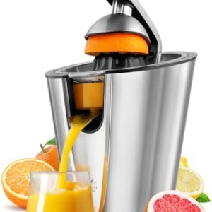 Zulay Powerful Electric Orange Juicer Squeezer – Stainless Steel Citrus Juicer Electric With Soft Touch Grip & Superior Motor For Effortless Juicing – Easy to Clean Exprimidor de Naranjas Electrico