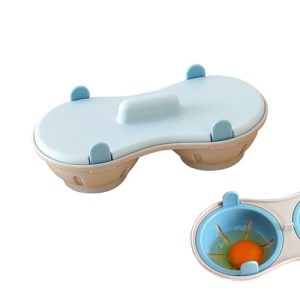 2 Cavity Microwave Egg Cooker, Breakfast Double Row Egg Cooker, Poached Egg Cup Kitchen Cooking Gadgets (Light Blue)