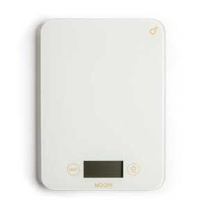 Noom Digital Kitchen Scale: Accurate Precision, LCD Display for Clarity, Stylish Black, Blue, or Off-White. Battery Included for Seamless Operation. (White)