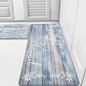 HEBE Cushioned Kitchen Rug Sets 2 Piece Anti Fatigue Kitchen Mats for Floor Non Slip Kitchen Rugs and Mats Waterproof Comfort Standing Mat Runner for Kitchen,Home Office,Sink,Laundry