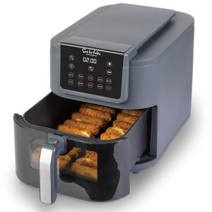 SUR LA TABLE KITCHEN ESSENTIALS 5-in-1 Compact 8-Quart Basket Air Fryer with Window for Easy Viewing, Digital Touchscreen Display with 10-Presets, Air Fry, Bake, Broil and Reheat in Minutes, 1500w