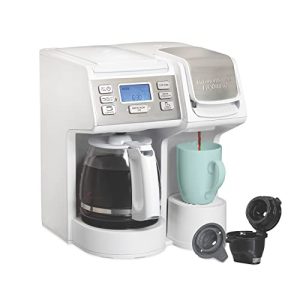 Hamilton Beach FlexBrew Trio 2-Way Coffee Maker, Compatible with K-Cup Pods or Grounds, Single Serve & Full 12c Pot, White with Stainless Steel Accents, Fast Brewing