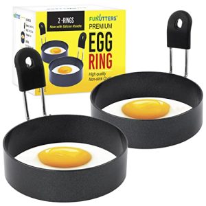 FUNUTTERS Egg Rings, 3.5”, Nonstick, Professional and Large, Stainless Steel Egg Rings For Frying Eggs and Egg Mcmuffins, Egg Mold For Breakfast, Mini Pancakes, and Fried Eggs