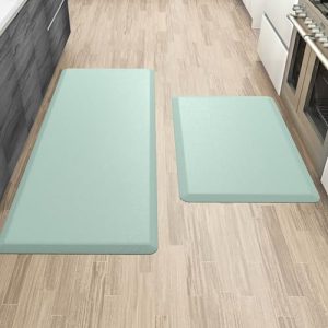 More Décor Anti Fatigue Kitchen Floor Mat, Standing Desk Mat, Double Pack, Non Slip, Waterproof – 0.47 Inches Thick – Rug Sizes 17.3″ x 28″ and 17.3″ x 47.2″ – Mint Green