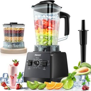 Professional Blender, Smoothies Blender, PRASKY 2400W Blender and Grinder Combo 25000RPM Powerful Blenders Kitchen 68oz BPA Free 2 Containers Countertop Blenders Ice, Grinding, Juice, Shakes