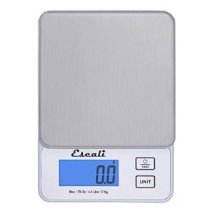 Escali Vera PR2000S Compact High Precision Kitchen/Baking/Herb Scale, Measures Liquid and Dry Ingredients, LCD Digital Display, 4.4lb Capacy, Silver