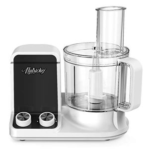 NutriChef Food Processor | 2 QT Capacity | Ultra-Quiet Multipurpose Motor | Includes 6 Attachment Blades | Silicone Base for Secure Grip | 12-Cup Capacity | Pre-Set Speeds for Easy Use