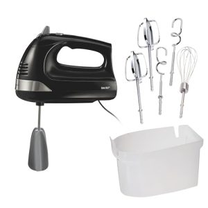 Hamilton Beach 6-Speed Electric Hand Mixer with Whisk, Dough Hooks and Easy Clean Beaters, 275 Watts, Snap-On Storage Case, Black