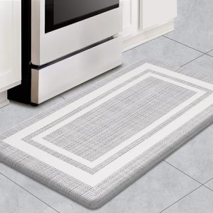 WEZVIX Anti Fatigue Kitchen Floor Mat, 1/2 Inch Thick Comfort Cushioned Standing Mat, Non Skid Kitchen Rugs and Mats Waterproof PVC Memory Kitchen Mats for Floor Sink Office Laundry,17.3″x29″