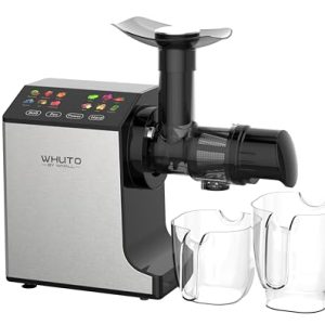 WHUTO Slow Juicer, Juicer Machines, Masticating Juicer, Stainless Juicer with 2 Speeds Modes, Touchscreen Cold Press Juicer, Juicer Machines Vegetable and Fruit, Easy to Clean with Brush, Black