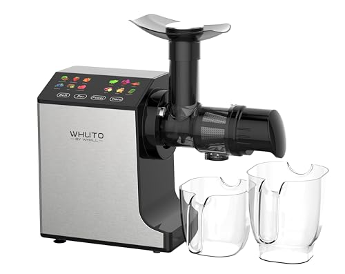 WHUTO Slow Juicer, Juicer Machines, Masticating Juicer, Stainless Juicer with 2 Speeds Modes, Touchscreen Cold Press Juicer, Juicer Machines Vegetable and Fruit, Easy to Clean with Brush, Black