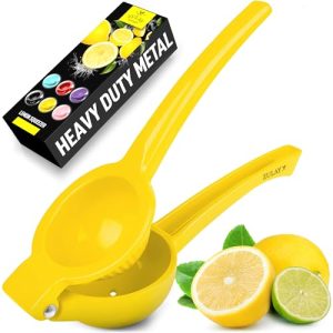 Zulay Kitchen Metal Lemon Squeezer – Handheld Lemon Juicer Squeezer – Easy to Use Citrus Juicer – Manual Press for Extracting the Most Juice Possible – Extracts Every Last Drop