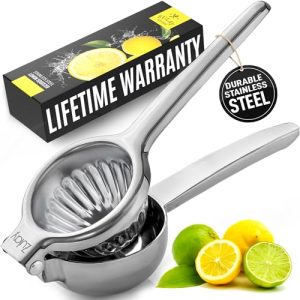 Zulay Kitchen Lemon Squeezer Stainless Steel – Premium Quality, Heavy Duty Solid Metal Squeezer Bowl – Large Manual Citrus Press Juicer and Lime Squeezer Stainless Steel