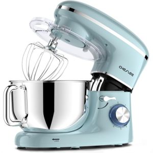 CHeflee Stand Mixer, 600W 6+P Speeds With 6QT Stainless Steel Bowl,Dough Hook, Wire Whip & Beater,for Most Home Cooks,Blue