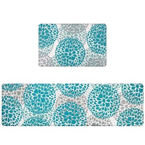 Homcomoda Kitchen Mats Cushioned Anti Fatigue 2 Piece Set Kitchen Rugs and Mats Non Skid PVC Kitchen Floor Mats Heavy Duty Comfort Mats for Kithcen Office Laundry 17.3″x28″+17.3″x59″