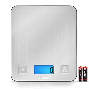 Fuzion Digital Kitchen Scale, 5000g/11lb x 0.1oz Food Scales Digital Weight Grams and Oz for Weight Loss, Cooking and Baking, 5 Units with Tare Function, Easy Clean Stainless Steel(Battery Included)