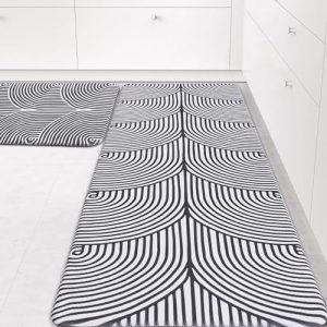 Rmaytiked 2 PCS Kitchen Mat Kitchen Rug Cushioned Anti-Fatigue Non-Skid Waterproof Rug Standing and Comfort Desk/Floor Mat for Kitchen, Floor, Office, Sink, Laundry Black 0.4inch.