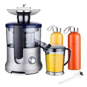 SOVIDER Fast Juicer Machines for Vegetable and Fruit with 2 Juice Cups-3’’ Feed Chute 800W Centrifugal Machine Extractor, Easy Clean with Brush & Assemble, Overheat Protection, 1 Inner Cup