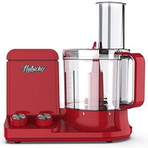 NutriChef Food Processor 12-Cup Capacity – Multipurpose Kitchen Appliance with Ultra-Quiet Motor, Includes 6 Attachment Blades & Silicone Feet for Enhanced Stability (Red)