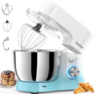 Honinst Stand Mixer, 3-In-1 10-Speed 660W 6QT Tilt-Head Food Mixer, Electric Mixer with Bowl, Dough Hook, Whisk and Beater, Kitchen Mixer for Baking, Cake and Most Home Cooks, Gradient Blue