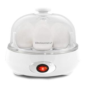 Elite Gourmet EGC007CHW Easy Electric 7 Egg Capacity Cooker, Poacher, Omelet Maker, Scrambled, Soft, Medium, Hard Boiled with Auto Shut-Off and Buzzer, BPA Free, Classic White