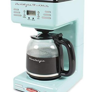 Nostalgia Retro 12-Cup Programmable Coffee Maker With LED Display, Automatic Shut-Off & Keep Warm, Pause-And-Serve Function, Aqua