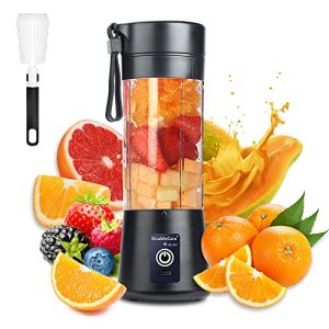 Portable Blender Cup,Electric USB Mini Juicer Blender For Shakes and Smoothies, Juice,380ml, Six Blades Great for Mixing,Black