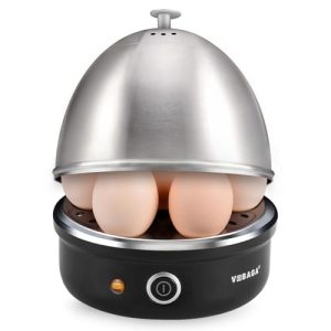 VOBAGA Electric Egg Cooker, Rapid Egg Boiler with Auto Shut Off for Soft, Medium, Hard Boiled, Poached, Steamed Eggs, Vegetables and Dumplings, Stainless Steel Tray with 7-Egg Capacity (Black)