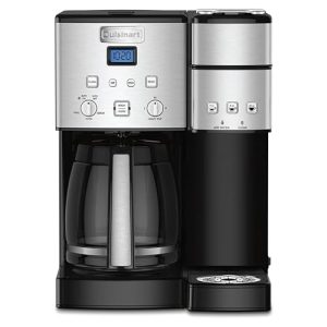 Cuisinart Single Serve + 12 Cup Coffee Maker, Offers 3-Sizes: 6-Ounces, 8-Ounces and 10-Ounces, Stainless Steel, SS-15P1 Compatible With Coffee Maker Cup