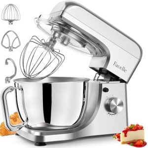 Stand Mixer, Facelle 5.5Qt Mixers Kitchen Electric, 10+P Speed Tilt-Head Cake Mixer for Daily Use Baking with Stainless Steel Bowl, Dough Hook, Wire Whisk, Flat Beater, Spatula-Sliver