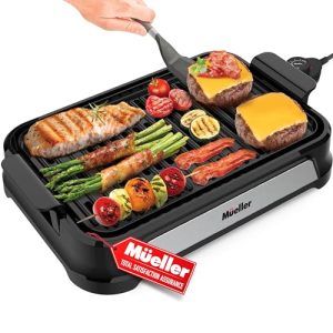 Mueller Ultra Gourmet Electric Grill, Smokeless Indoor Grill, Removable Nonstick Grill Plate, with Adjustable Temperature, 120V