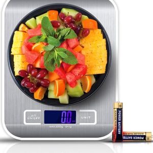 RKINC Digital Kitchen Scales, Premium Stainless Steel Food Scales, Professional Food Weighing Scales with LCD Display, Incredible Precision up to 1 g