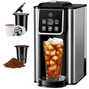 SHARDOR Single Serve Coffee Maker, Hot and Iced Coffee Machine for K Cup Pods & Ground Coffee, 6 to 14 Oz Brew Sizes, with 50oz Large Water Tank, Removable Drip Tray, Black