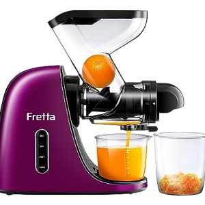 Fretta Cold Press Juicer, Masticating Juicer Extractor, High Juice Yield Slow Juicer Machines for Fruit & Vegetable, Nutrient and Vitamin Dense, BPA-Free, Easy to Clean(Purple)