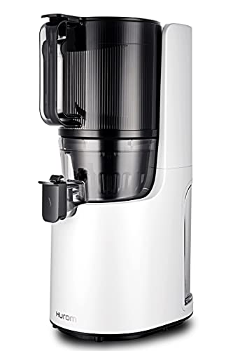 Hurom H-200 Easy Clean Electronic Juicer Machine (White) – Self Feeding Slow Juicer w Big Mouth Hopper to Fit Whole Fruits & Vegetables – Healthy Living – Rinse Clean No Scrub BPA Free Easy Assembly