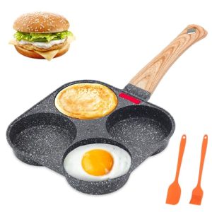 AHFLRITO Egg Pan, 4 Cup Egg Pans Nonstick, Healthy Breakfast Pancake Pan, Aluminum Omelette Pan, Easy Clean Small Egg Frying Pan, Fried Egg Cooker Suitable for Gas Stove & Induction Cookware