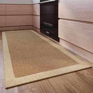 LUFEIJIASHI Small Kitchen Rugs and mats Non Skid Washable Kitchen Runner Rug Absorbent Farmhouse Style Kitchen Floor mats for in Front of Sink (Light coffee, 20X32)