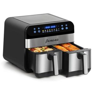 Panana XL 9.5 Quart 8 Preset Cooking Functions 2-Basket Air Fryer with 2 Frying Baskets, Match Cook & Smart Finish to Bake, Roast, Reheat, Broil, Dehydrate & More for Quick, Easy Meals